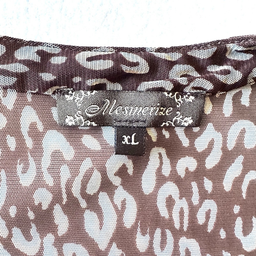 Mesmerize Y2K Kimono XL Animal Print Cover Up Vintage 90s Sheer Bell‎ Sleeves - Picture 7 of 10